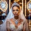 Placeholder: very beautiful fachion lady sitting inside a very big fantezy diamond wearing nice bride, lights reflecting on diamod and her jewels