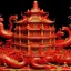 Placeholder: A red palace with pepper dragons designed in Chinese paper art painted by Peter Carl Faberge