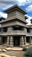 Placeholder: A gray monastery made out if steel designed in Ica stones painted by Frank Lloyd Wright