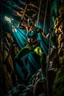 Placeholder: An action shot of a sexy looking zombie mountain climber, dramatic climb, an action shot, sexy crop top and tight leggings, climbing ropes,cinematic poster, cinematic lighting