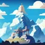 Placeholder: Mount Olympus from the greek mythology. Temples high up in the mountains. Cloudy and mysterious. Illustration.