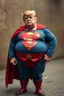 Placeholder: a thoroughly confused, frail, elderly and obese donald trump standing dressed as superman