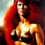 Placeholder: portrait of Red sonja painting by Brom, oil on canvas, cinematic composition, extreme detail,fit full head inside picture