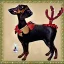 Placeholder: black and brown dachshund in a reindeer costume detailed CATRIN WELZ-STEIN