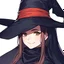 Placeholder: retro style, witch, witch hat, witch robe, expression smiling, portrait