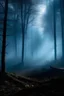 Placeholder: Bosque cinematografico cubierto de niebla y iluminación cafe matizada en azul