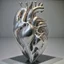 Placeholder: stainless steel sculpture of human flesh-like heart formed by human bodies