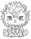 Placeholder: coloring page, Gothic chibi werewolf with wild, fluffy hair, Manga style, thick lines, low detail, no shading, --ar 9:11 --v 5