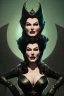 Placeholder: Ava Gardner as evil queen in black leather, busty, cleavage, curvy, angry, stern look. character design by cory loftis, fenghua zhong, ryohei hase, ismail inceoglu and ruan jia. unreal engine 5, artistic lighting, highly detailed, photorealistic, fantasy