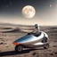 Placeholder: They ride a retro space scooter, gliding across the lunar terrain, adding a touch of nostalgic charm to their plight. The sleek metallic vehicle effortlessly cuts through the moon's low gravity, with the twin women holding onto each other, their bodies pressed close, as they navigate the barren landscape. The scooter's vintage design contrasts with the futuristic surroundings, evoking a sense of adventure and freedom. They zoom past craters and lunar rocks, their laughter echoing through their h