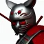 Placeholder: Personnage détaillé, chat, anthropomorphique, habillé comme un samurai, armure très détaillé, rouge, argent, modélisme 3d