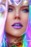 Placeholder: cosmic woman smile, admiral from the future, one fine whole face, crystalline skin, expressive blue eyes,rainbow, smiling lips, very nice smile, costume pleiadian, Beautiful tall woman pleiadian Galactic commander, ship, perfect datailed golden galactic suit, high rank, long blond hair, hand whit five perfect detailed finger, amazing big blue eyes, smilling mouth, high drfinition lips, cosmic happiness, bright colors, blue, pink, gold, jewels, realist, high commander,ufo rainbow