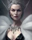 Placeholder: old evil queen in black leather gown, femme fatale, volouptous, busty, cleavage, angry, emperious, 8k resolution concept art portrait by Greg Rutkowski,