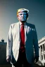 Placeholder: Ultra realistic image night, Donald trump zombie, suit, blood, torn arm, night, the walking dead style, dark ambient, highly detailed, White House background, concept art, unreal engine 5, ray tracing, RTX, ultra detail, volumetric lighting, high definition, high resolution.