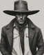 Placeholder: dark cowboy wearing a coat