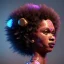 Placeholder: pretty afro cyber woman, cold ambient, latex, cables, purpurin, blood, black, gold, piercings, brown, decorative color feathers, circuits, neon style, a lot of led lights, fog, rain, vibrant color, highly detailed, art stations, concept art, smooth, unreal engine 5, god rays, ray tracing, RTX, lumen lighting, ultra detail, volumetric lighting, 3d, finely drawn, high definition, high resolution.