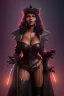 Placeholder: Pam Grier as evil queen in black leather, leather, busty, cleavage, angry, stern look. character design by cory loftis, fenghua zhong, ryohei hase, ismail inceoglu and ruan jia. unreal engine 5, artistic lighting, highly detailed, photorealistic, fantasy