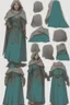 Placeholder: DnD style, medieval woman wearing scale mail and a teal cloak