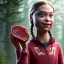 Placeholder: pixar style anamorphic greta thunberg eating bloody meat