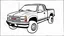 Placeholder: redraw this image of a 1993 GMC sierra extended cab truck, line art with improved quality