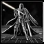 Placeholder: retro fantasy art of a heroic space knight with laser sword