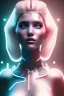 Placeholder: cyberpunk, head, women, portrai, tron sketch of a girl on lined paperA beautiful one nude body of a make up smiling woman blond long hair, alone, high key lighting, volumetric light high details with white stripes and blue eye, smiling with plump pink lips, flowers around, unreal engine petit prince belle fine, profil de trois quart, grand front cosmique, peau bleu cristalline, yeux bleu, perle sur le front long cheveux blond et rose etoilé, cristaux sur le corps, collier de grande princesse, l