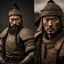 Placeholder: Close-up of a warrior the 1200s and a Mongol warriors portrait , strong athletic build, cinematographic photo