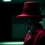 Placeholder: spooky movie still, Rose the Hat character rom "Doctor Sleep" movie, creepy, dramatic, complex contrast, dynamic composition, cell-shaded, beautiful