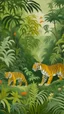 Placeholder: An olive green jungle with tigers painted by Henry-Robert Brésil