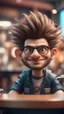 Placeholder: portrait of cartoon snailman with rocker hair chilling at the barber shop,bokeh like f/0.8, tilt-shift lens 8k, high detail, smooth render, down-light, unreal engine, prize winning