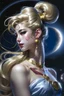 Placeholder: Create a stunning, photorealistic illustration of Sailor Moon's transformation sequence, highlighting her evolution into a beautiful and powerful woman. Ensure that the details, colors, and lighting capture the essence of her character and the magic of the transformation