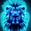 Placeholder: A beautiful portrait of a cyborg lion blue neon color scheme, high key lighting, volumetric light high details psychedelic background