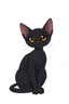 Placeholder: thin black cat on white background, sitting proud, large eyes, anime