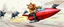 Placeholder: hi speed rocket ship on leaning scooter in a swing, coated cat captain in high speed pursuit among neon rat cyber soldiers, with background motion blur, airbrush and pen outline