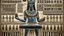 Placeholder: An ancient Egyptian mural of an Egyptian animal god using a TB-303 drum machine.