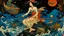 Placeholder: a painting of a woman flying in the sky, nuttavut baiphowongse, inspired by Edmund Dulac, portrait of circe, by Osamu Tezuka, personification of greed, in the center of the image, bottom of the sea, by John Byrne, from star wars (1977), artist rendition, ox, published art