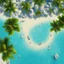 Placeholder: 9. Generate an image of a sun-soaked beach with palm trees and crystal-clear water