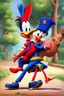 Placeholder: Woody woodpecker giving noddy a piggyback