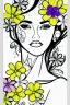 Placeholder: stunningly beautiful woman in flowers, coloring page, lineart