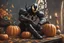 Placeholder: venom machine with pumpkin helmet in 8k nier automata artstyle, halloween them, pumpkin helmet, close picture, fantasy world, intricate details, highly detailed, high details, detailed portrait, masterpiece,ultra detailed, ultra quality