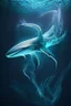 Placeholder: Shark, Scaled, Weightless Swimming, Bioluminescent Sea, Squid Tentacles, Transparent Skin