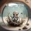 Placeholder: A cute little oktopus in a small circular fish tank.