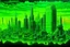Placeholder: A neon green haunted cybernetic city with pixelated ghosts painted by Caspar David Friedrich