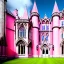 Placeholder: concept art, concept design, neogothic palace, neo gothic, aesteric, pink walls, pink exterior, glass exterior, english garden