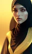 Placeholder: Arab princess , cute, beautiful , black eyes ، hijab, head and shoulders portrait, cinematic, 8k, resolution concept art portrait by Greg Rutkowski, Artgerm, WLOP, Alphonse Mucha dynamic lighting hyperdetailed intricately detailed