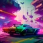 Placeholder: photo quality, unreal engine render, highest quality, stop-motion animation, vivid neon colors, volumetric lighting, cyberpunk 2077, classic car junkyard, deep colors in a dark setting background, post-apocalyptic,