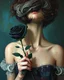 Placeholder: painting of a woman holding a black rose , surrealist painting, surrealist artwork, emotional surrealist art, abstract surrealist, a surrealist painting, surrealist art , abstract surrealism, abstract surrealism masterpiece, surreal painting, contemporary surrealism, magically shaped surrealism