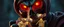 Placeholder: close up on face of ninja necromancer in the wild, raising glowing raven skeleton rat babies