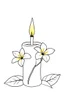 Placeholder: outline art for square Heart Candle Plumeria coloring page for kids, classic manga style, anime style, realistic modern cartoon style, white background, sketch style, only use outline, clean line art, no shadows, clear and well outlined