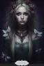 Placeholder: Blonde hair Water lilies long hair night Fairy princess rapunzel hair queen crown dragonflies fireflies elven tiara flowers fairy wings gothic purple burgundy dark red